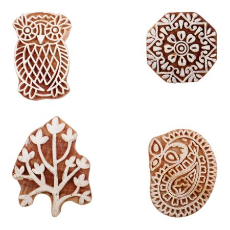 Set of 4 Piece New Mix Wooden Printing Block